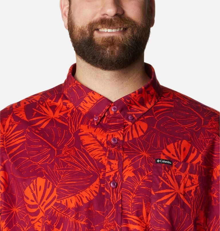 Men's Columbia Rapid Rivers Printed Short Sleeve Shirts Red | Plus Size CA-P68LC